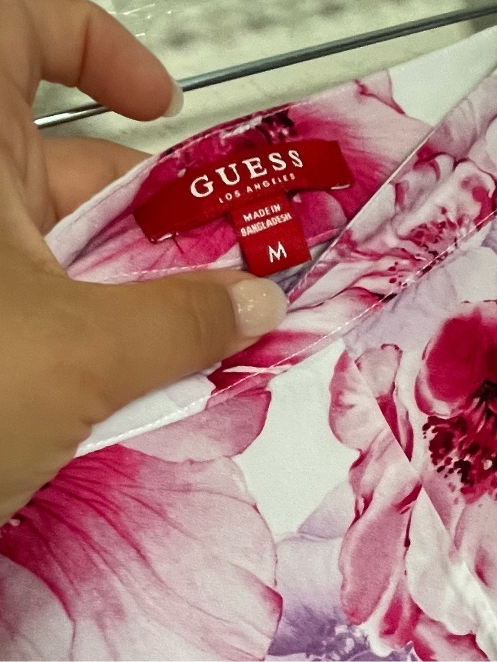 GUESS Floral Wrap Midi Skirt Watercolor Pink Purple Handkerchief Hem M - Picture 3 of 12